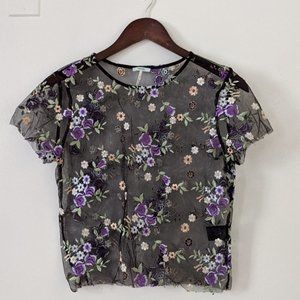 UO / KB Lilac Embroidered Sheer Top size Medium